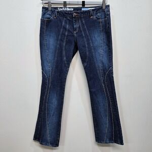 Vintage Y2K Azzure Jeans 36x33 Dark Wash Bootcut Flare Curved Seam Boho Festival